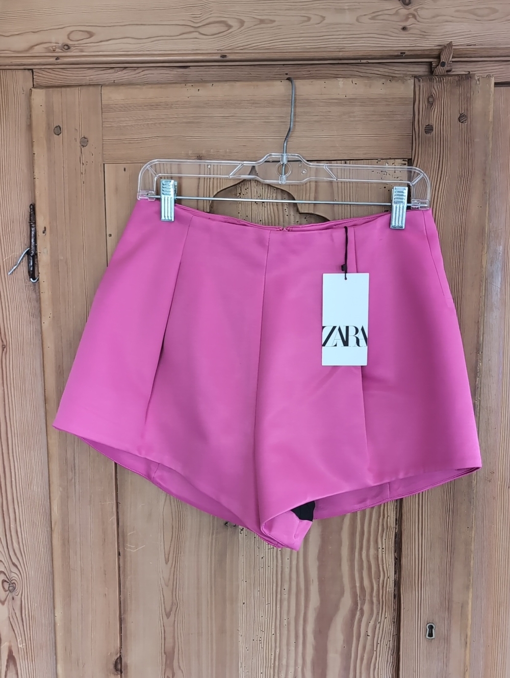 Zara Bright Pink Pleated Skort Shorts